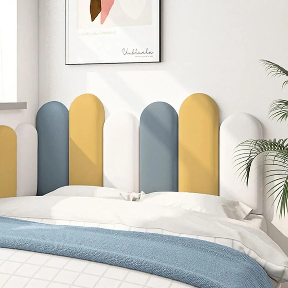 1pc 20x50cm Protective Wall Enclosure Anti-collision Soft Bag Wall Sticker Headboard Semi-circular Leather Soft Bag Headboards