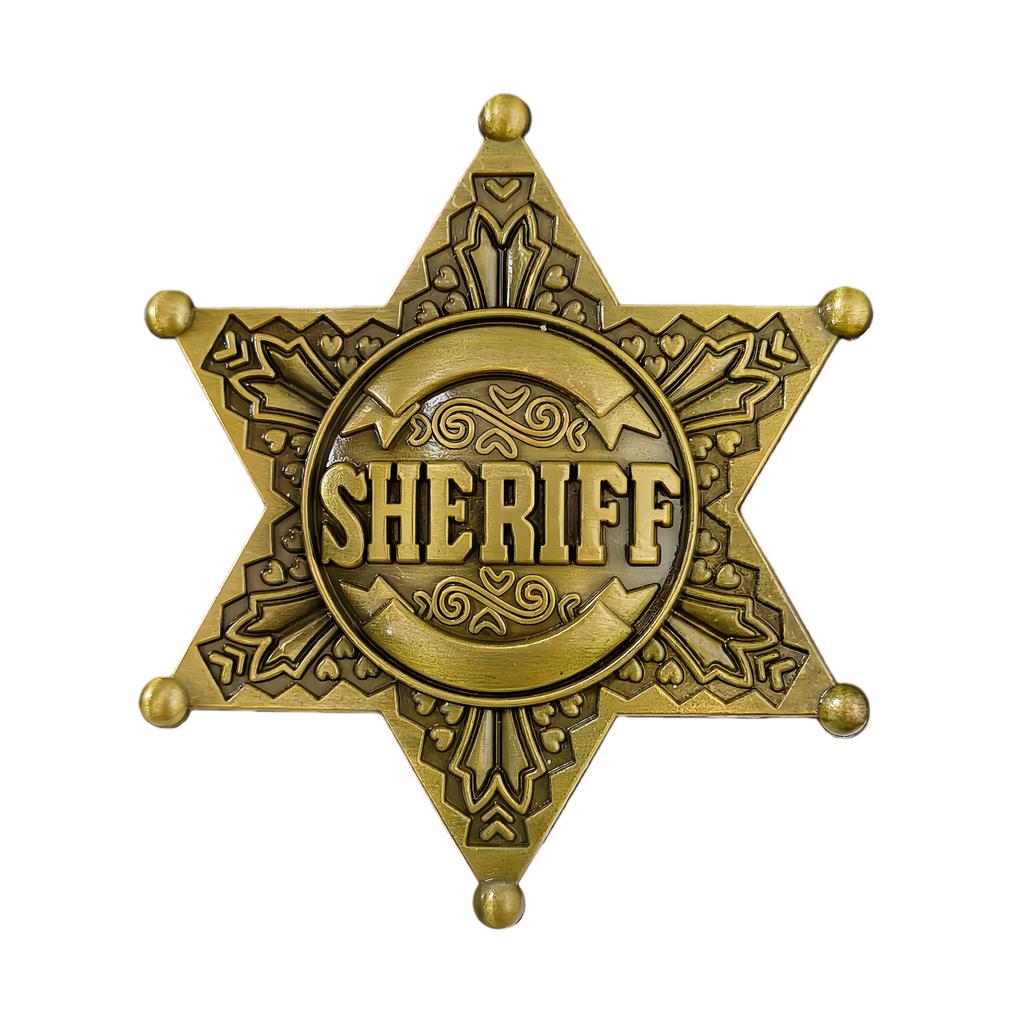 Sheriff Brooch Retro Six-pointed Star Pin Security Badge of Honor Jewelry
