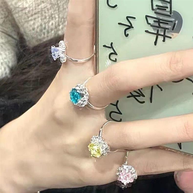 Регулируемое кольцо 'Принцесса с бриллиантовой водой' с шкатулкой в форме сердца для девочек