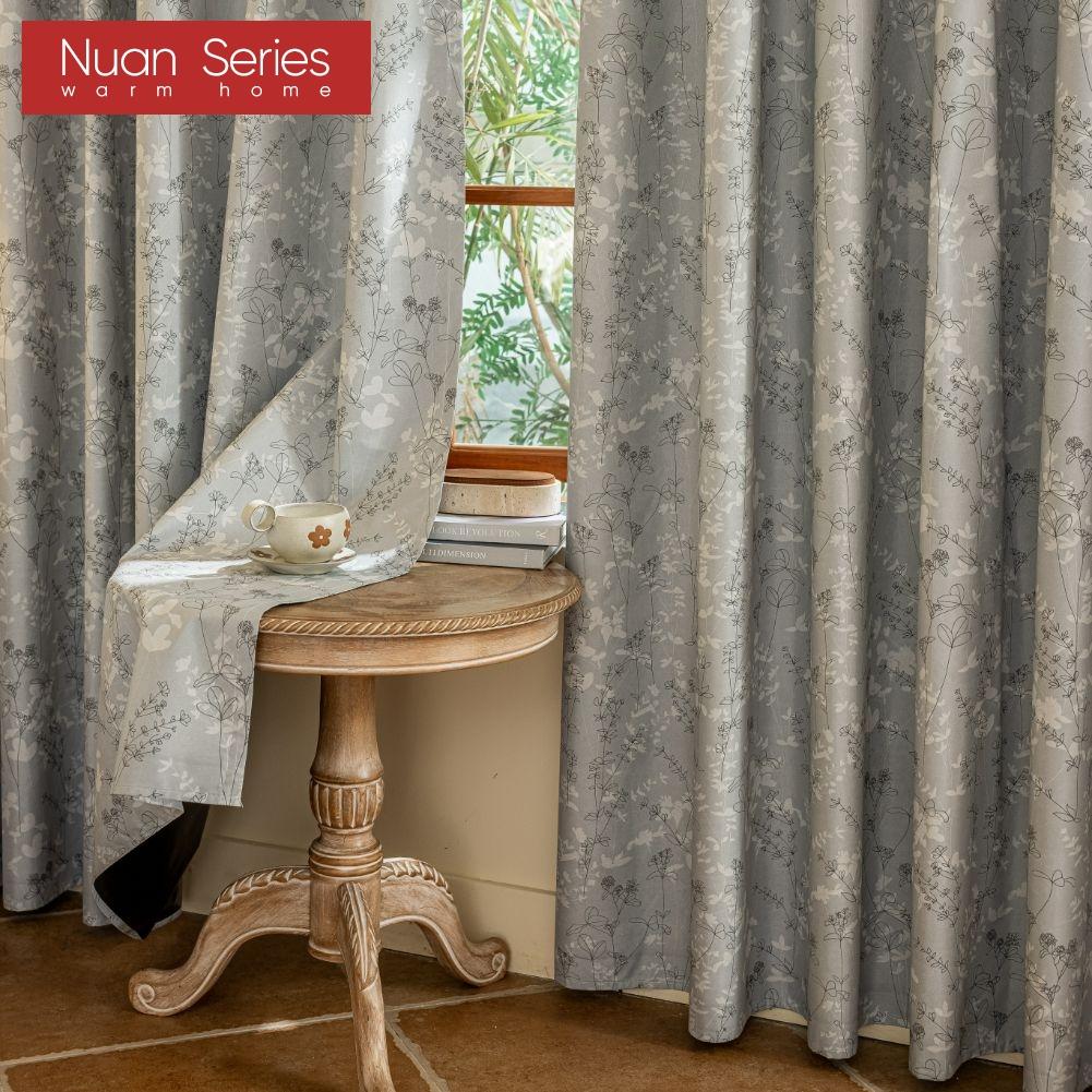 1PC Nuan Series Fashionable and Minimalist Grey Printed Curtains with Full Blackout Curtains for Bedroom Living Room Balcony Window for Home Decor