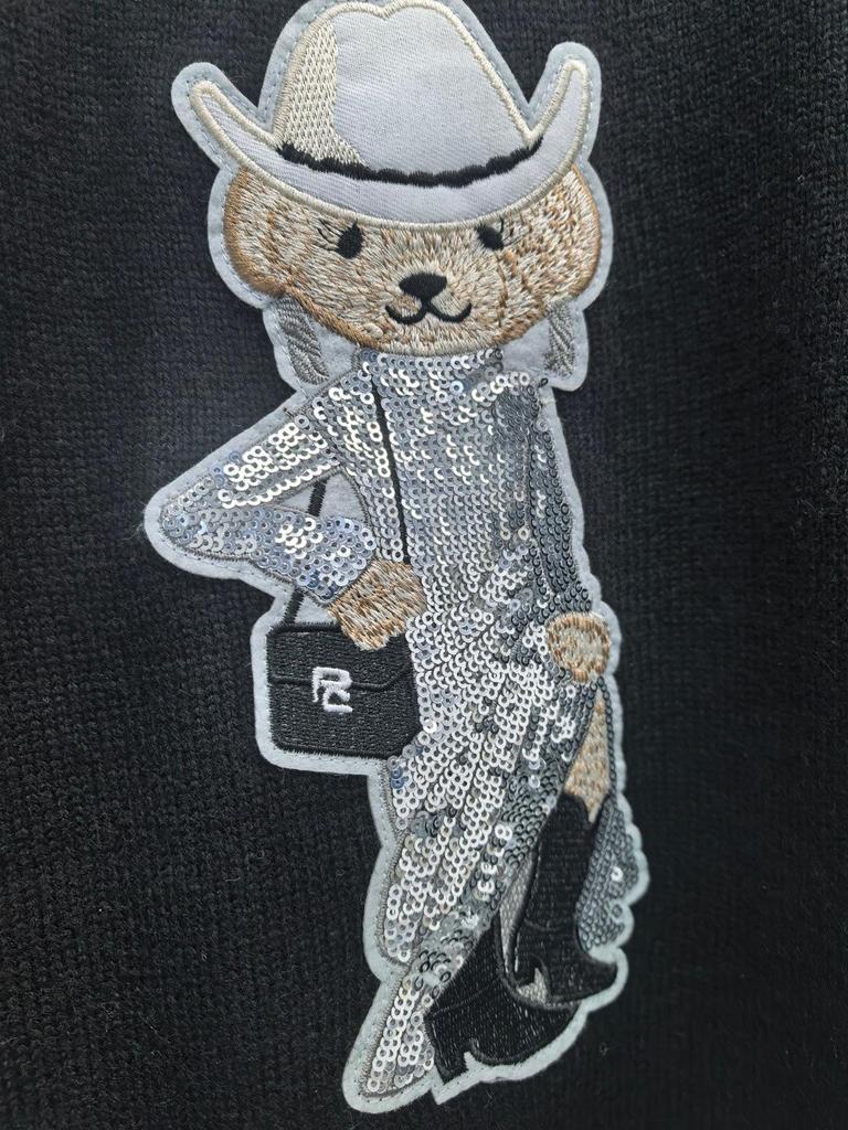 2025 Женский Сверхпрочный Свитер из Чистого Хлопка с Мультяшным Мишкой - Осень/Зима