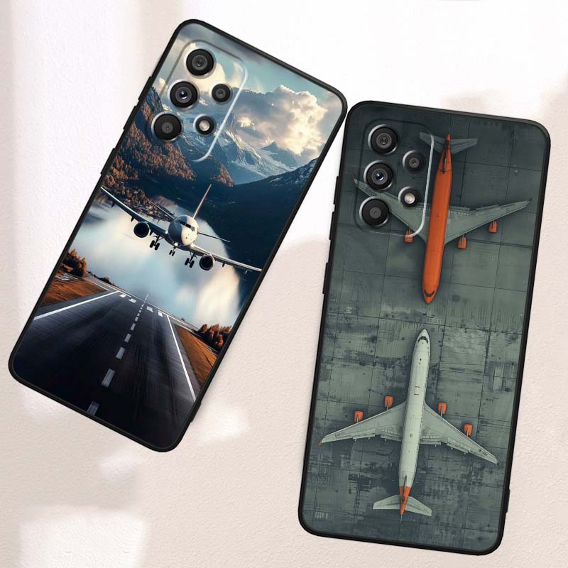 Модный чехол для телефона с рисунком самолета для Samsung A41 A35 A34 A33 A32 A25 A24 A23 A21s A06 A05 A04 A03 Note 10 20 Ultra 5G Черный