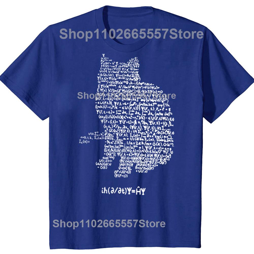 Maxwell Cat Quantum Mechanics Equation Theory T Shirts Physics and Mathematics Math Funny Cat Tshirt Oversized Men Europe Size