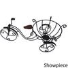 Handicraft Iron Iron Made Rickshaw Shape Showpiece with A Fruit Basket Of Dia-7.5inch Storage Basket (Pack of 1)
