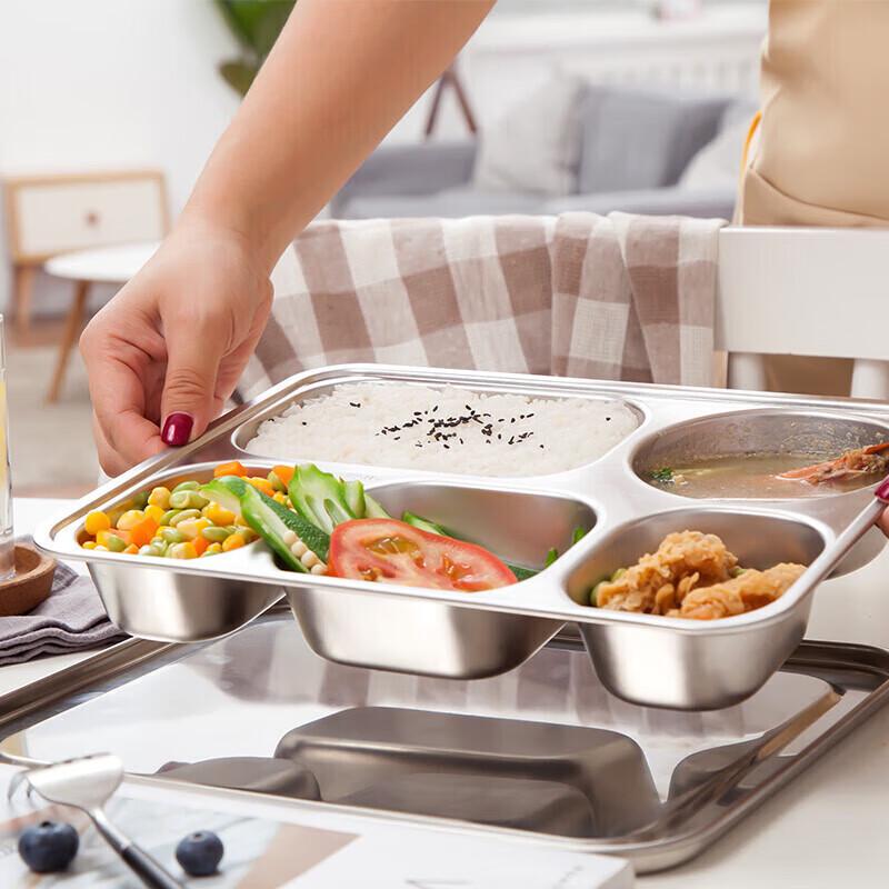 304 Stainless Steel 5-Compartment Lunch Plate with Lid