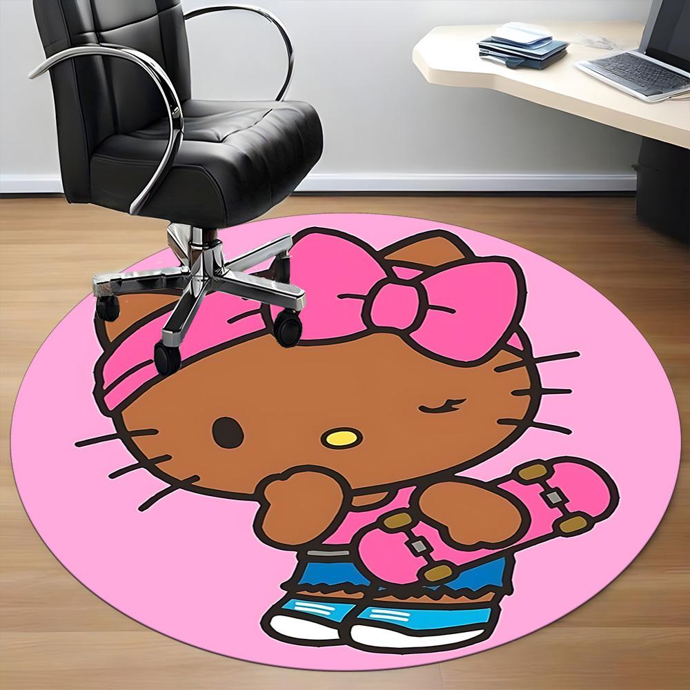 1 шт. Ковер Hello Kitty, Круглый, Нескользящий, Прочный, Большого размера, Офисный ковер, Подходит для офиса, Красивое украшение