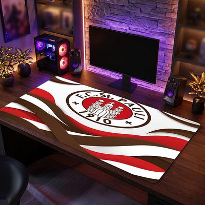 ФК Ст.. Большой коврик для мыши Pauli Football Print, противоскользящий расширенный игровой коврик для стола для офиса, дома