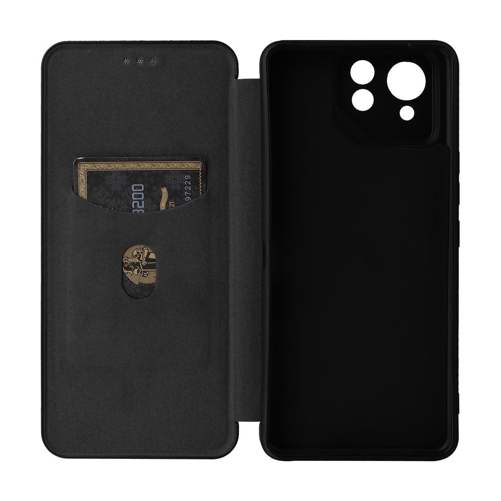 Кожаный чехол для Asus ROG Phone 8 Pro 5G/8 5G со слотом для карт, текстура углеродного волокна