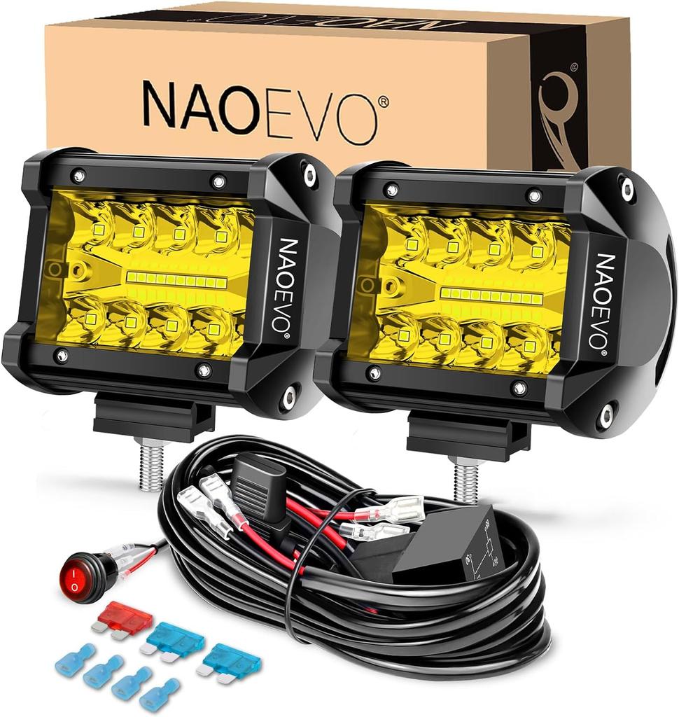 NAOEVO 4 дюйма 2 шт. светодиодные фары Pod Lights Spot Flood Combo светодиодные противотуманные фары для вождения 4x4 Off Road Фары рабочие фары для грузовика, лодки, квадроцикла, UTV, джипа