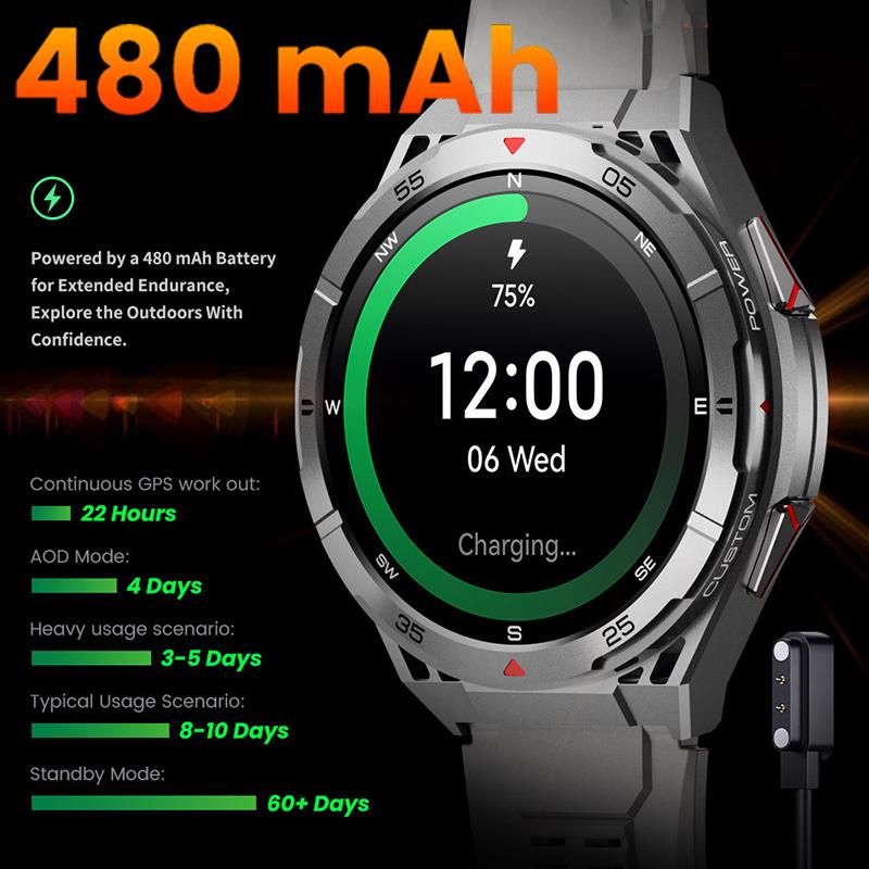 Умные часы Bluetooth Call Dual Band GPS Air Pressure Compass Outdoor Threeproof Mens Bracelet