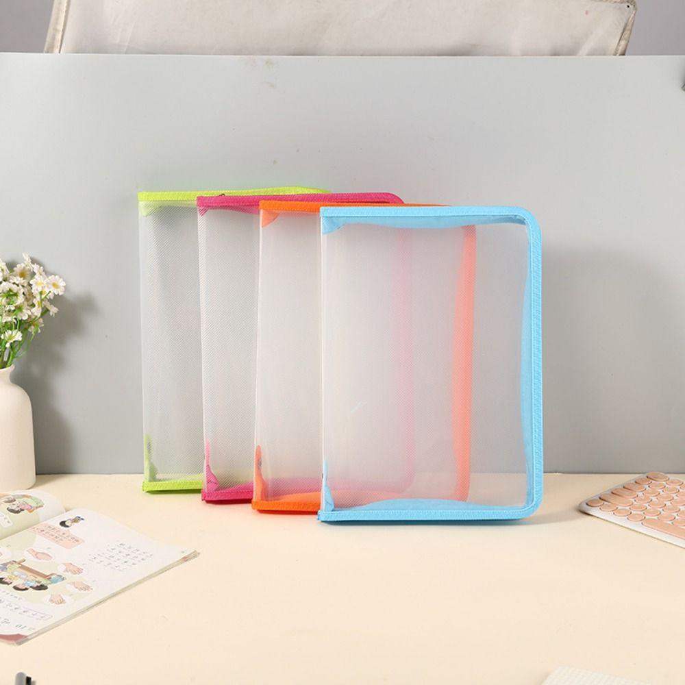 Solid Color Transparent Zipper Pouch Multifunctional File Pocket Document Organizer Pouch  Kids