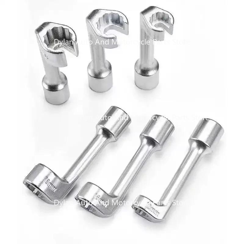 Diesel Fuel Injector Line Injection Socket Set 12 14 16 17 18 19mm 6pc L-shaped Opening Hexagonal Slotted Oxygen Sensor Wrench