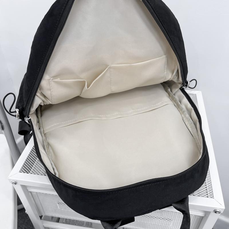 College Style Student School Bag Commuter Nylon Backpack Solid Color Women's Sports Bag