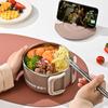 1200ML Stainless Steel Lunch Box Instant Noodle Bowl with Lid Drainable Heatable Microwaveable Lightweight with Handle Dorm Room