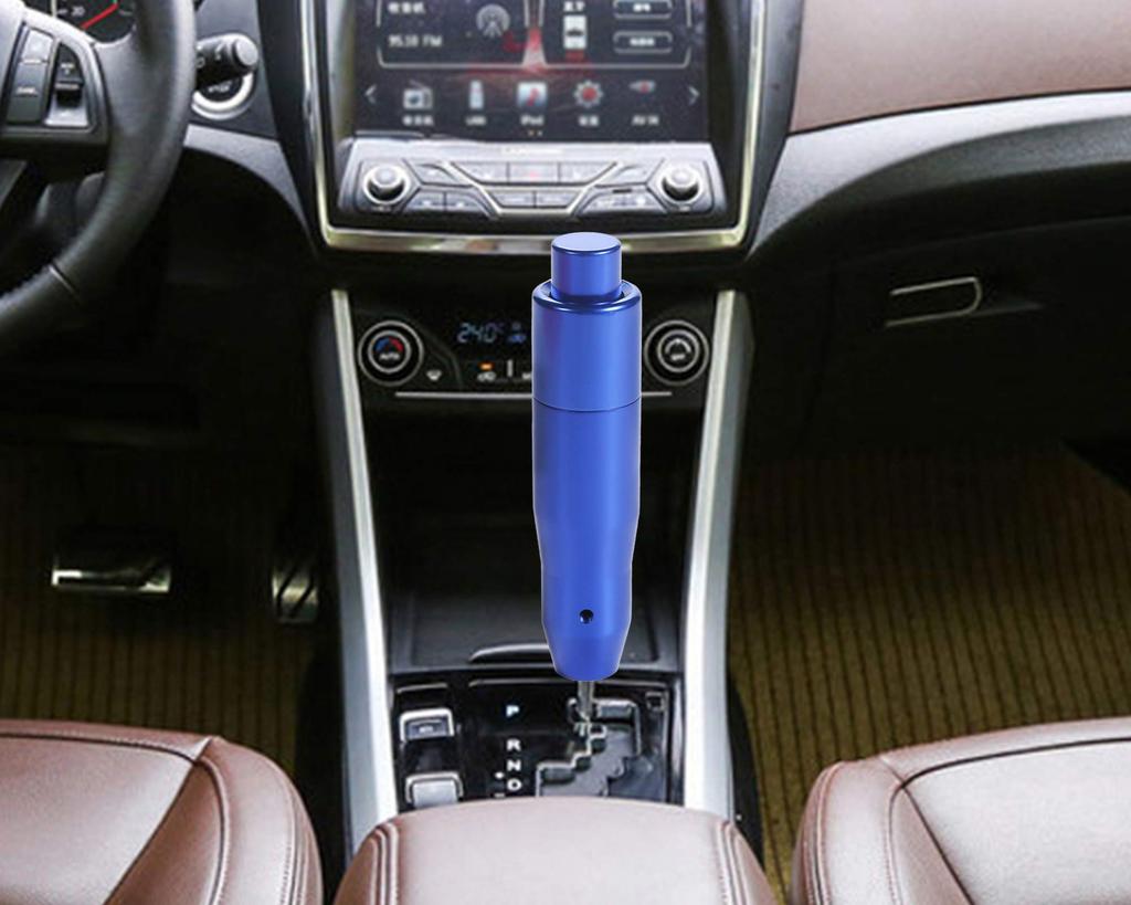 Arenbel Push Car Shift Knob, Aluminum Shift Lever Grip, Fits Most Automatic Cars, Blue