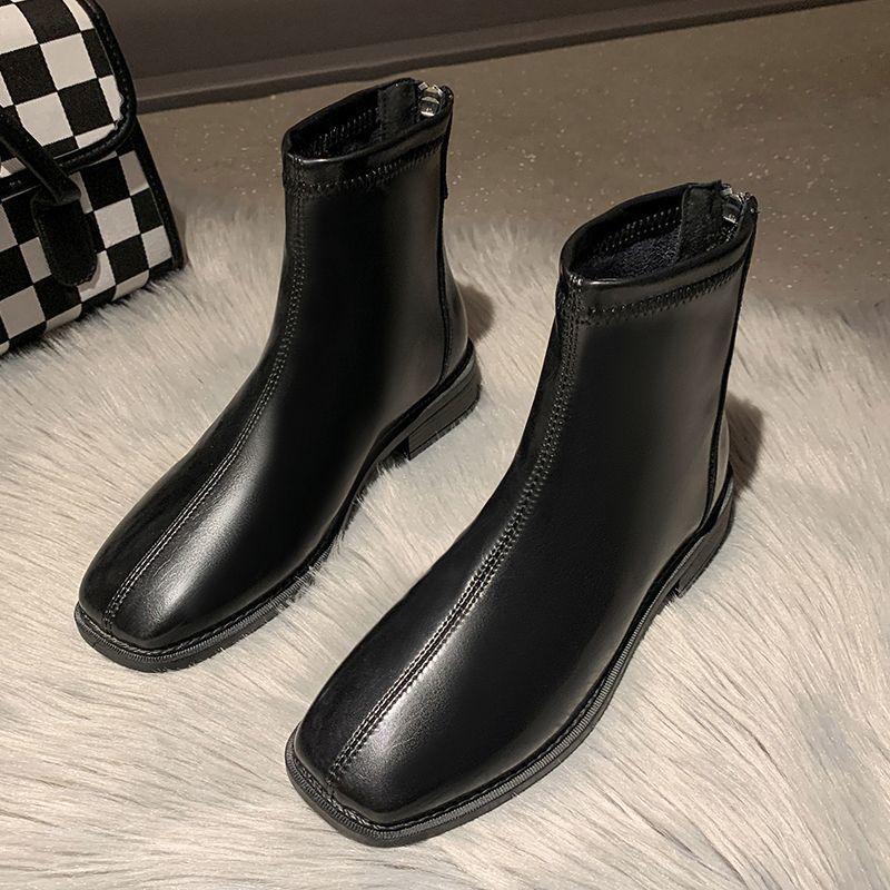 Короткие ботинки на плоской подошве, женская обувь 2024 года, весна и осень, новые ботинки Martin с молнией сзади, модные универсальные тонкие ботинки, ботинки Chelsea