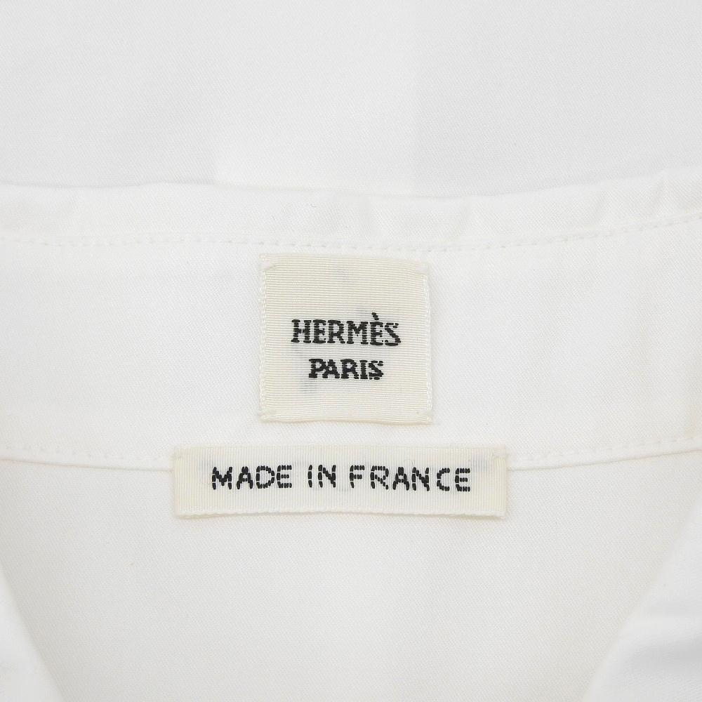 HERMES Excellent condition Caleche embroidered regular shirt, women's, white, size 34, 3H0627DV, 2023AW tops 34 whiteUsed