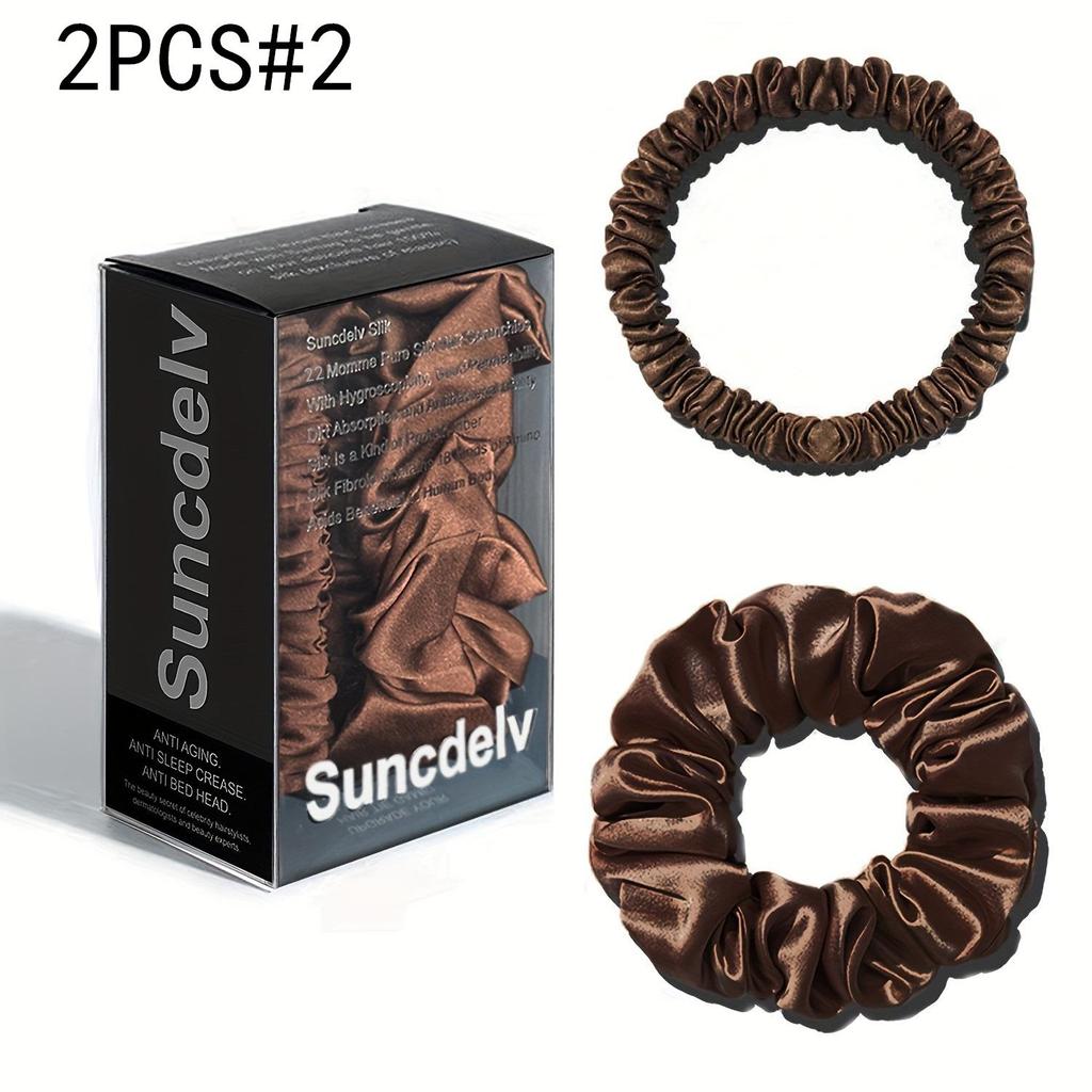 2 шт. 100% натуральный шелк однотонные резинки для волос высокого качества резинки для волос 22Momme женские большие повязки для волос аксессуары для волос маленькие+большие