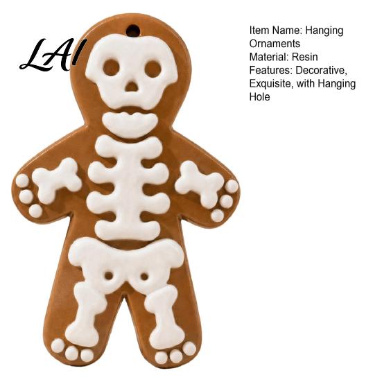 Gingerbread Skeleton Ornament Man Hanging Ornaments Halloween Resin Decorations Creative Decor Pendant for Christmas Tree Wall Door Party