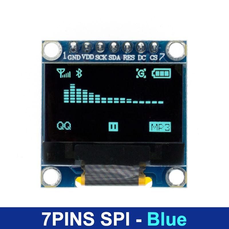 0.96 Inch IIC SPI Serial 7/4Pin White/Blue/Yellow Blue/Yellow OLED Display Module SSD1306 12864 LCD Screen Board for Arduino