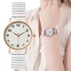 Simple Digital White Face Ladies Quartz Watch Casual Stainless Steel Stretch Strap Fashion Women Dress Clock Watches