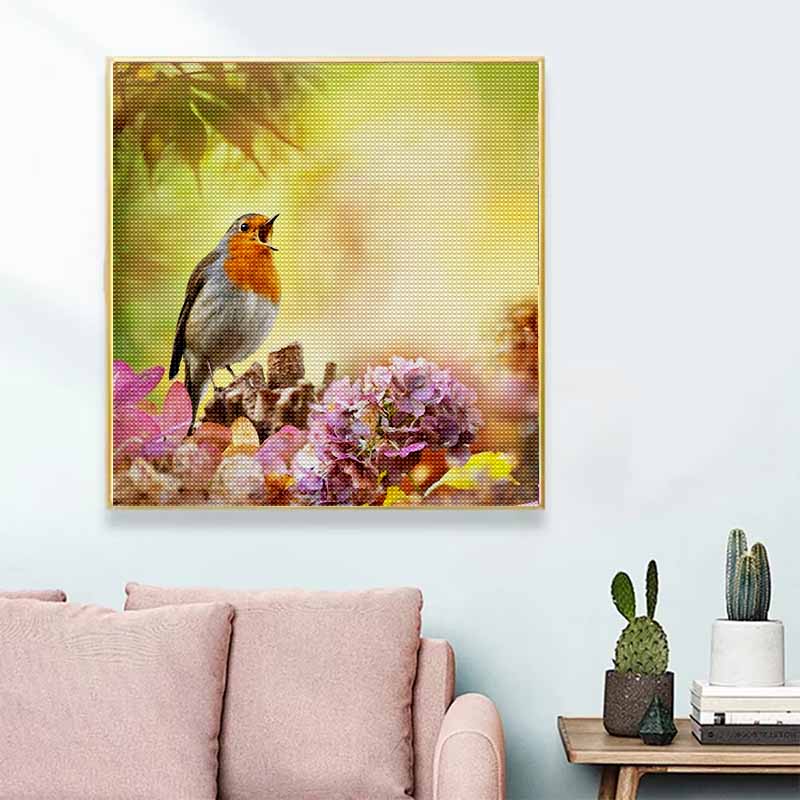 New Arrival 5D DIY Full Circle Diamond Painting "Birds Chirping" Embroidery Cross Stitch Home Decor Gift