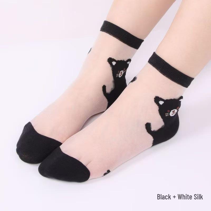 Женские прозрачные шелковые носки до середины икры в японском стиле для весны и осени