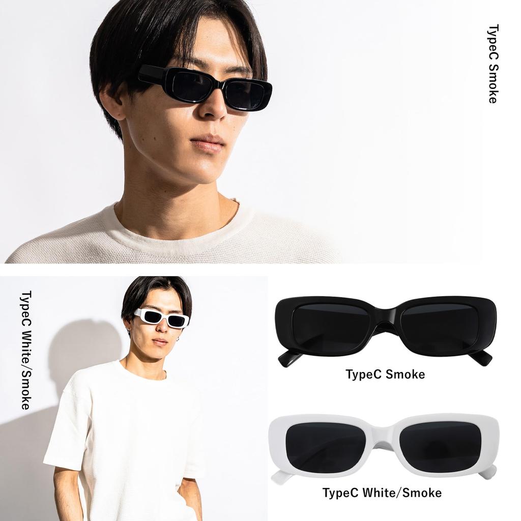 Clear Clear Light для защиты от ультрафиолета [Puente] Солнцезащитные очки, мужские, стильные, женские, серые, оправа, дымчатый, дымчатый, черный, квадратный, тонкий, квадратный, узкий,