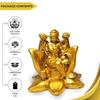 'Лакшми с лотосом' Золотая антикварная смоляная фигурка Идол Статуя Лакшми Экспонат для Мандира Домашний декор, Высота 3 дюйма, Религиозный