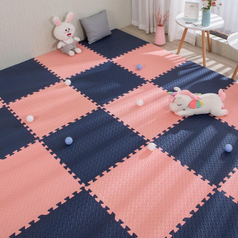 60*60cm 8 Pcs Tiled Flooring Children's Anti Fall Foam Play Mat EVA Non Slip Interlocking Floor Mat for Living Room Home Decor