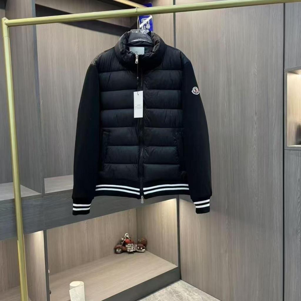 Европейский бренд M Мужская пуховая куртка с рукавами из шерстяного трикотажа - Унисекс Модное пальто с воротником-стойкой