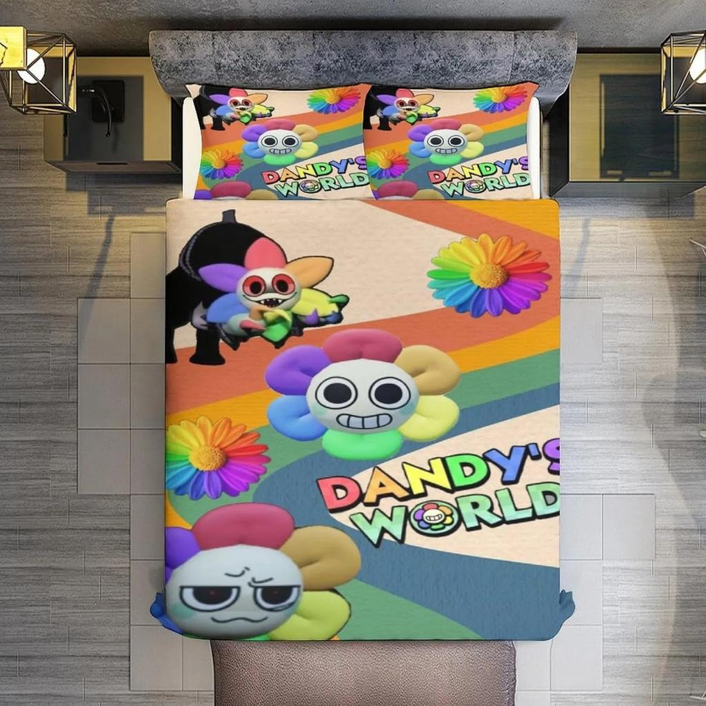 Игровой D-Dandy's World Постельный комплект Комплект пододеяльника с 3D-печатью с наволочками Подарок на день рождения для мальчика, подростка, ребенка Мягкое милое постельное белье
