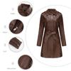 Mid-length Leather Jacket with Belt Spring and Autumn Long-sleeved Leather Windbreaker Fashionable British Style Women's Jacket