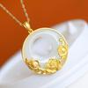 Gold-Plated Clavicle Chain Necklace with Hetian Jade - Elegant Retro Fashion for Women