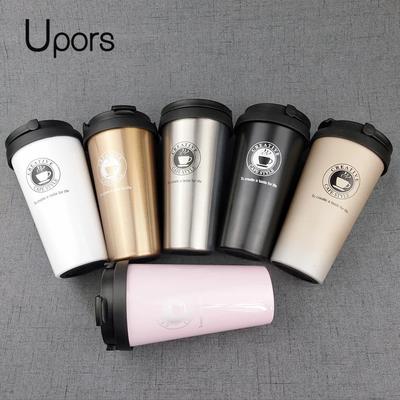 Кружка для кофе UPORS 500 мл, креативная дорожная кружка из нержавеющей стали 304, стакан с двойными стенками и вакуумной изоляцией, широкое горлышко, чашка для чая с крышкой