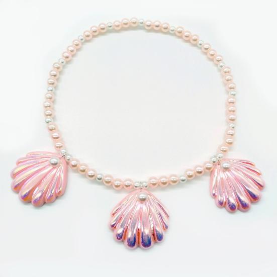 1 комплект, розовый с ожерельем, комплект ювелирных изделий в форме русалки, браслет из искусственного жемчуга, зажим для ушей, экологически чистое ожерелье из ракушки