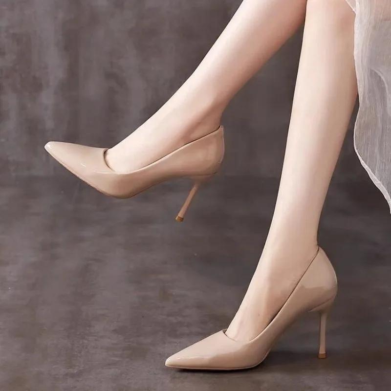 Fashion 2024 Fashion Women's Shoes Slip On Women's Pumps Autumn Pointed Toe Solid Sexy Dress Stilettos or Thin Heels Plus Size Shoes