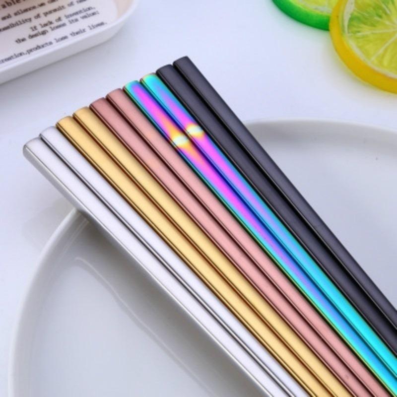 1Pair Tableware Stainless Steel Tableware Colorful Length 23cm Chopsticks
