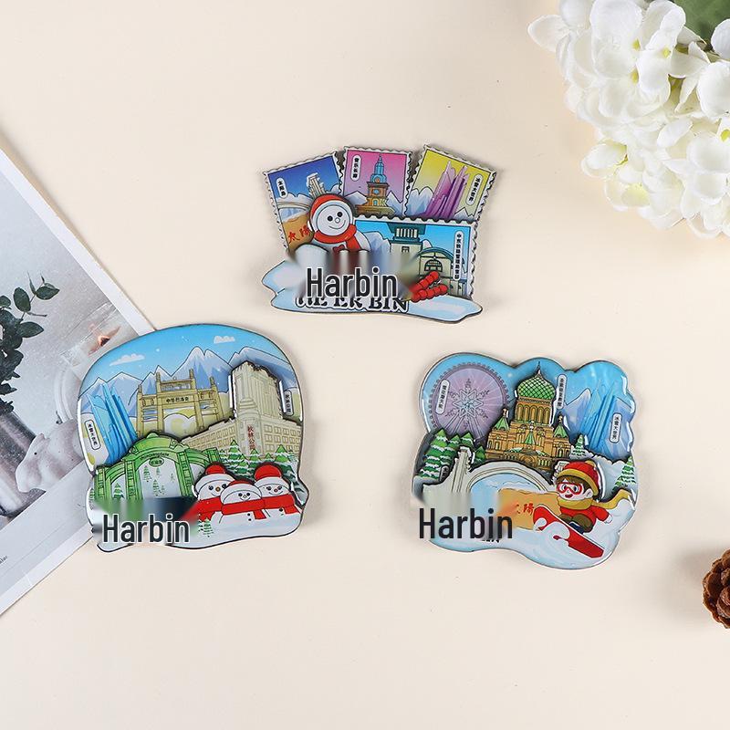 Национальный город Живописный Мультяшный Деревянный Эпоксидный Магнит на Холодильник