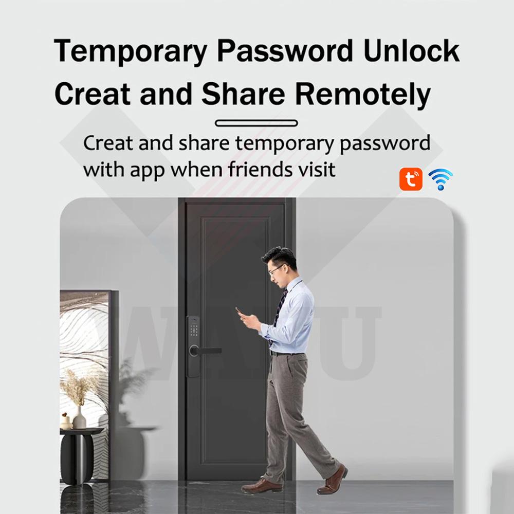 Smart Lock with 120 degrees  Wide Angle Camera and Smart Doorbell Aluminum Alloy Keyless Entry Lock Handle Biometric for 35-60mm   Home
