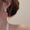 Серьги из смолы с градиентным розовым сердцем из циркона — нишевый дизайн для женщин, модное заявление высокого класса