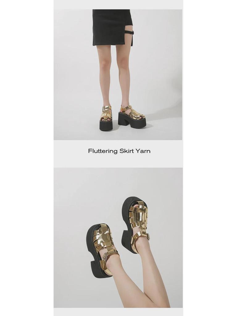 2025 Летние водонепроницаемые римские сандалии на толстой платформе 11 см с высоким каблуком для широких ног