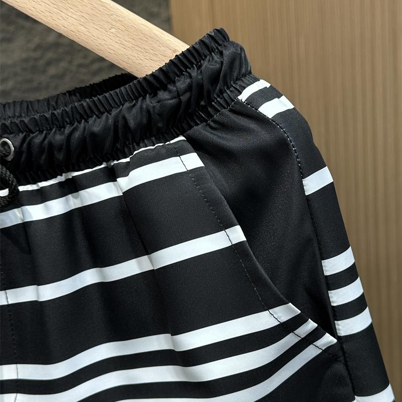 Plus Size M-7XL Casual Shorts Summer Men Clothes Elastic Waist Summer Stripe Shorts