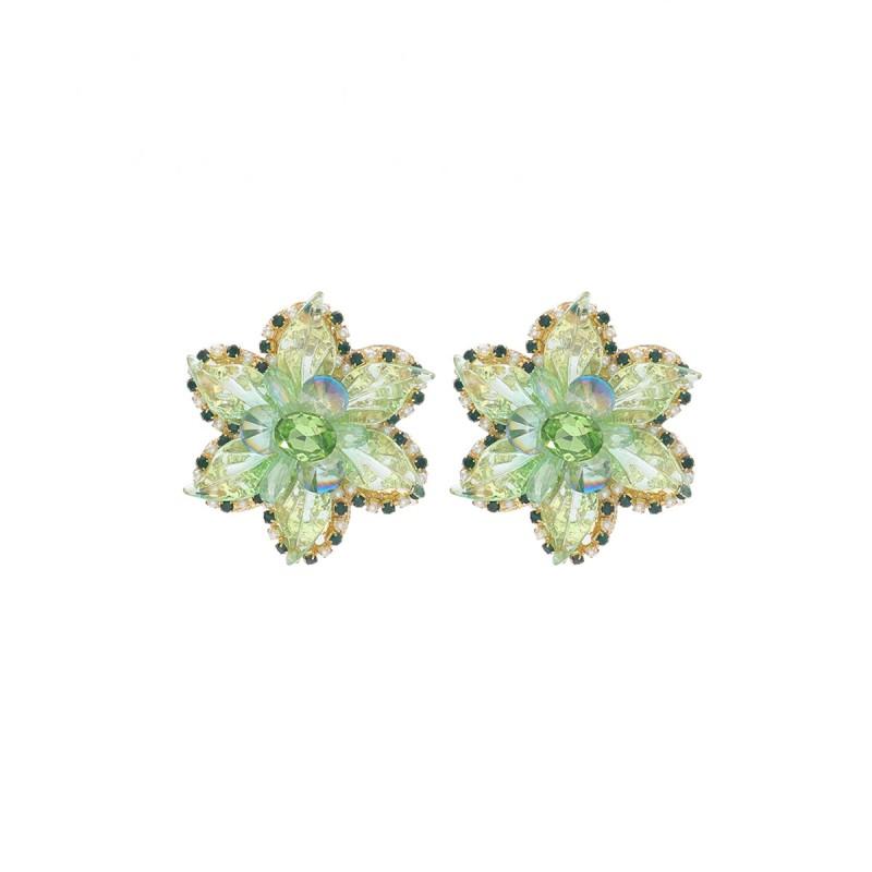 Oversized Layered Floral Crystal Stud Earrings Women Post Fashion Statement Jewelry 2026