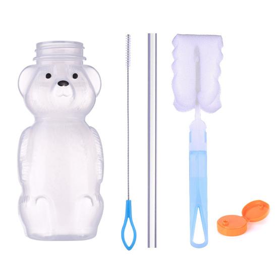 230 мл Кружка-соломинка Форма медвежонка Безопасная для детей Питьевая кружка с защитной крышкой Соломинки Непроливайка Детская кружка-шейкер Посуда для питья