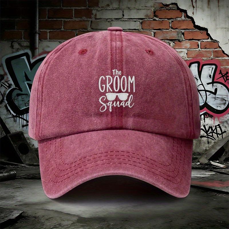 The Groom Squad Adjustable Denim Baseball Cap Lightweight Printed WomenS Hat Groomsmen MenS Trendy Hat Ideal Gift for W