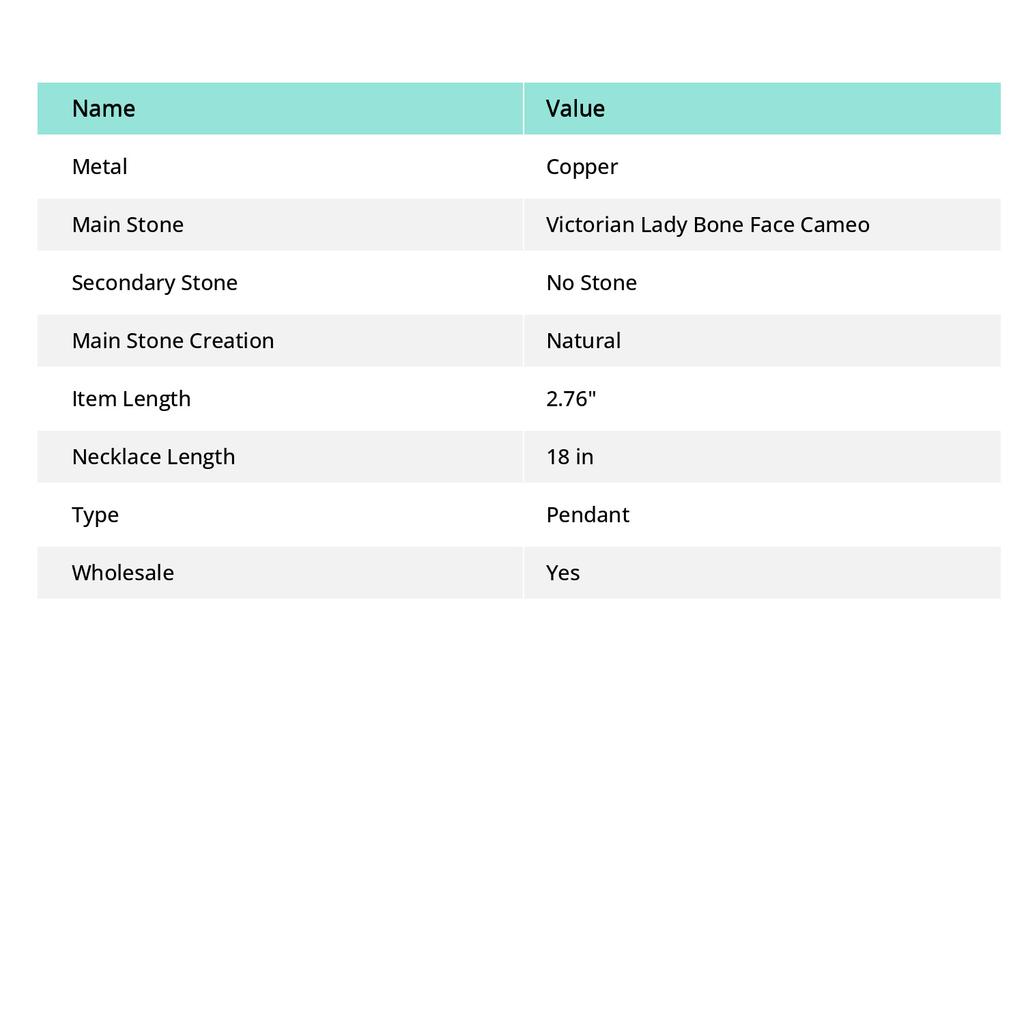 Натуральный викторианский женский кулон с камеей и костяным лицом, медная проволока, 2,76 дюйма, Q8T63