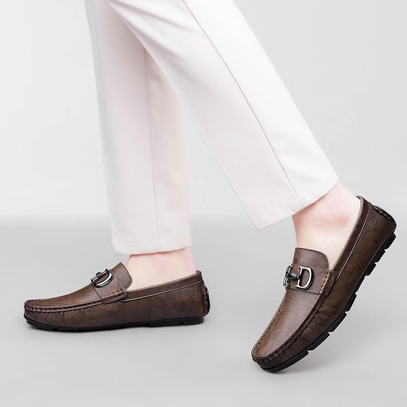 Fashion Slip-On Casual Shoes Men's Genuine Leather Loafers Comfortable Soft Sole Classic Driving Moccasins for Men Business Dress Shoes