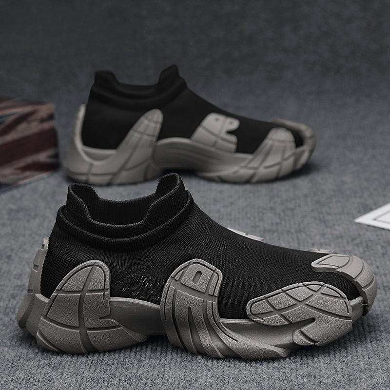 Мужская спортивная и повседневная обувь из кокоса для внешней торговли, мужская весенняя дышащая сетчатая обувь на толстой подошве, кроссовки из сетки для бега на одной педали, носочная обувь