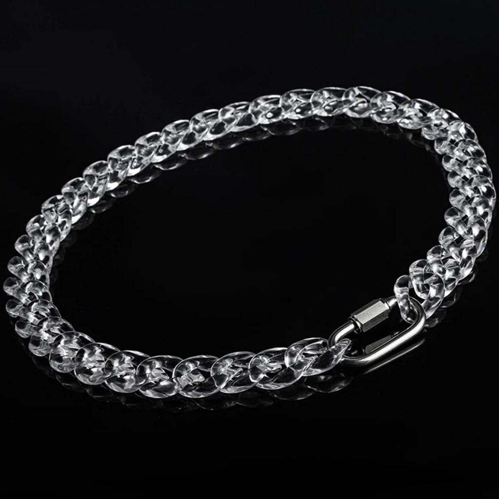 Unisex Trendy Hip-Hop Transparent Acrylic Necklace with Insurance Buckle